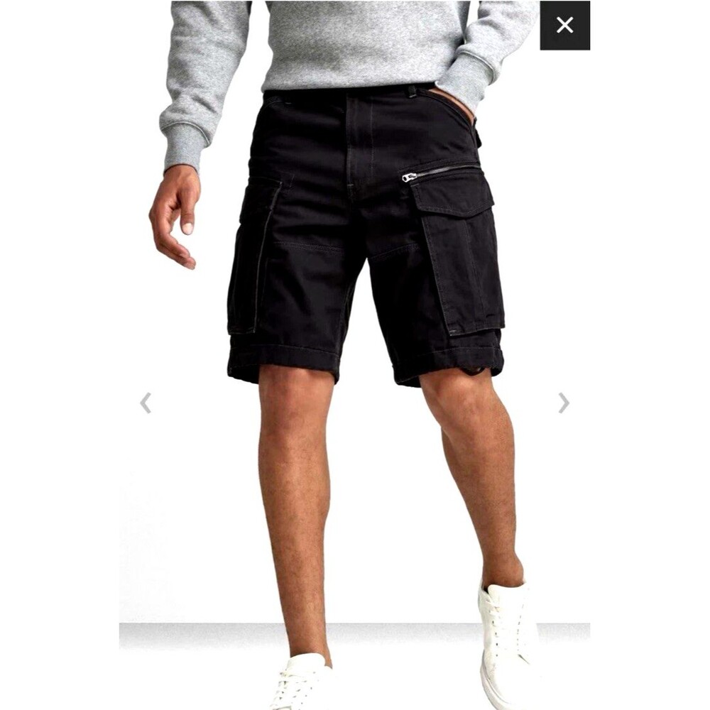 G-Star Raw Men's Sz 32 Black Rovic Relaxed Premium Micro Twill Cargo Shorts $110